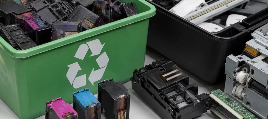 Recycling von Tintenpatronen und Druckerkomponenten bei Tintenstrahldruckern