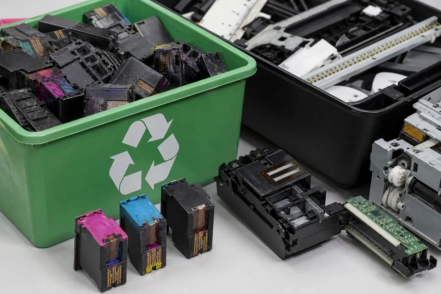 Recycling von Tintenpatronen und Druckerkomponenten bei Tintenstrahldruckern